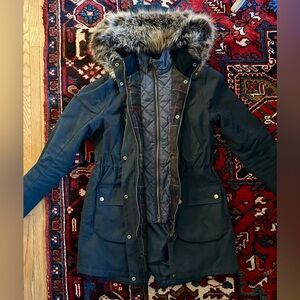 Barbour Thrunton waxed jacket - insulated and with a detachable hood